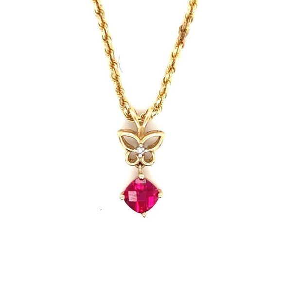 14k Rope Chain with 10k Gold Pendant - Picture 1 of 11